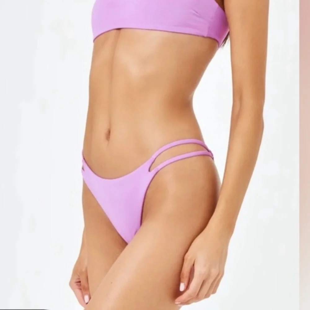 L*SPACE Wilder Bitsy Bikini Bottom XL Jewel Purple Pastel Strappy Cheeky Retro